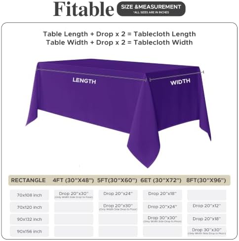 Fitable 8 Pack Purple Tablecloths 60x102 Inch for 6 Ft Rectangle Tables - Image 5