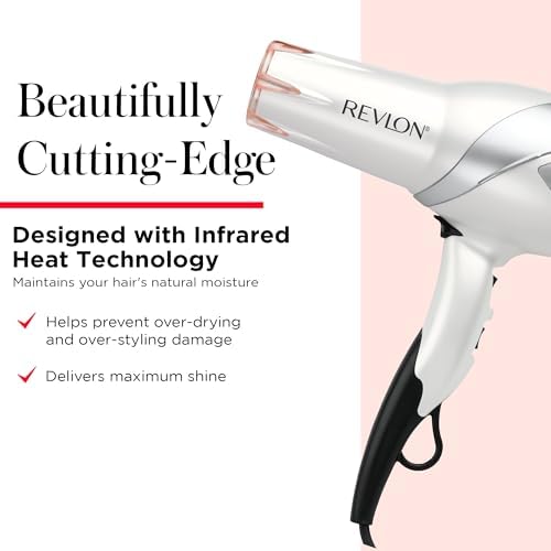 REVLON Infrared Ionic Hair Dryer with Diffuser & Concentrator, White - Image 2