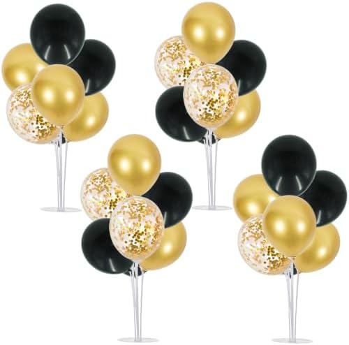 TONIFUL 4 Set Black Metallic Yellow Balloon Stand Centerpieces for Table by TONIFUL