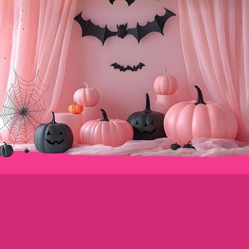 12 Pack Halloween Pink and Black Plastic Tablecloth for Rectangle Tables, Pink Black Disposable Table Cover, Rectangle Table Cloth for Girls Halloween Baby Shower Birthday Party Supplies Decorations - Image 4
