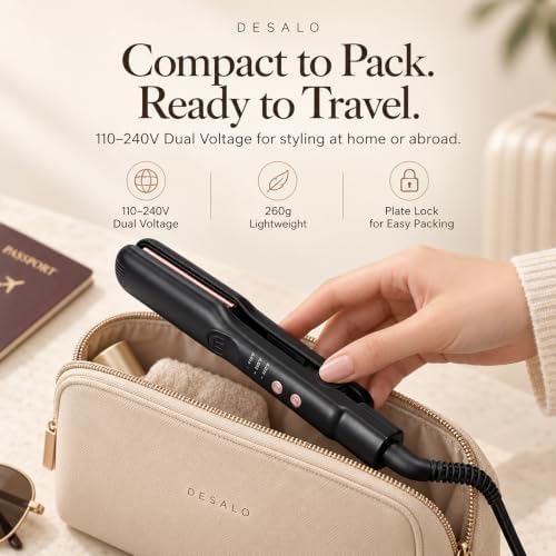 Mini Flat Iron Hair Straightener with Wide Ceramic Plate - Image 5