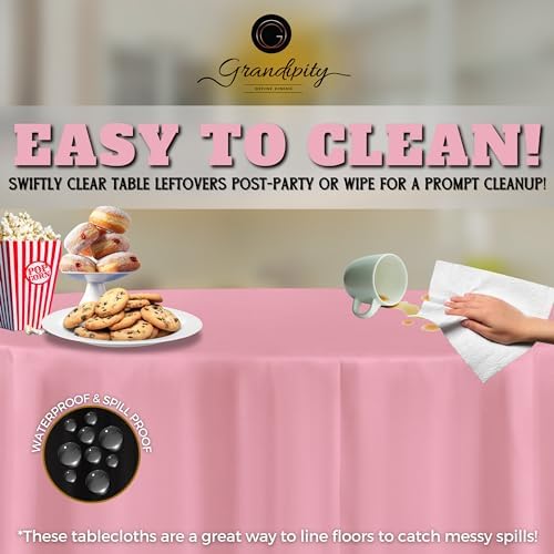 Grandipity Plastic Table Cloth Disposable 12 Pack 84" Round Pink - Image 3