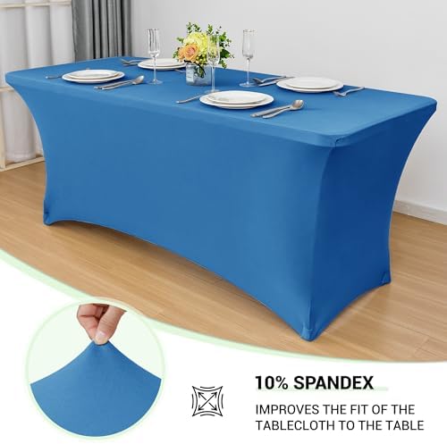 Obstal 4ft Stretch Spandex Table Cover for Folding Tables, 2 Pack, Aqua - Image 2