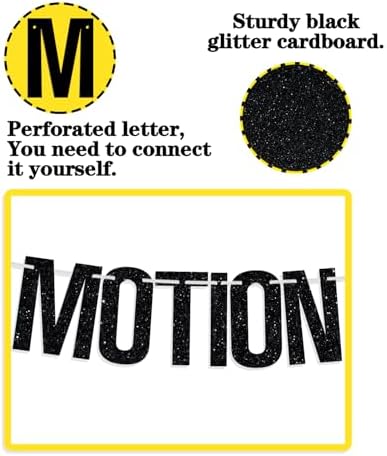Motion to Party Banner, Congrats Lawyer, Case Closed, Passed the Bar, Law School JD Degree Graduation Party Decorations Supplies, Black and Gold Glitter - Image 6