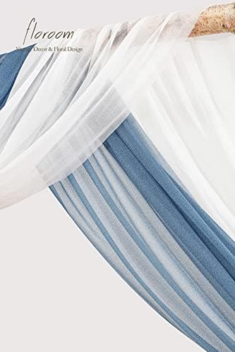 Floroom Wedding Arch Draping Fabric 2 Panels 20Ft Chiffon Fabric Drapes Arbor Drapery Wedding Ceremony Reception Swag Decorations (White & Dusty Blue) - Image 4