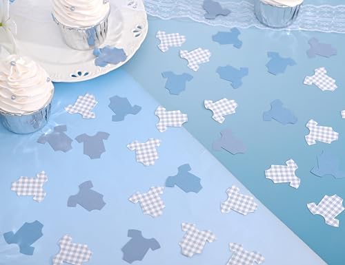 Blue Bodysuit Confetti,Blue Gingham Baby Shower Confetti,Baby Shower Decor - Image 5