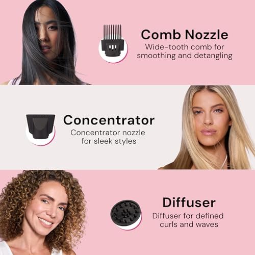 L'ANGE HAIR PowerStyle Turbo Ionic Hair Dryer | 1875 Watt Professional Blow Dryer with Diffuser & Concentrator | Multiple Heat & Speed Settings for Fast Drying | Salon-Grade Styling Tools, White - Image 6