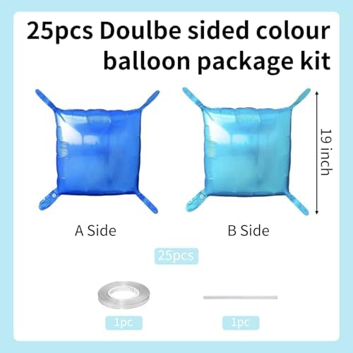 25PCS Navy Blue and Pearl Blue Square Foil Balloons Wall - Image 2