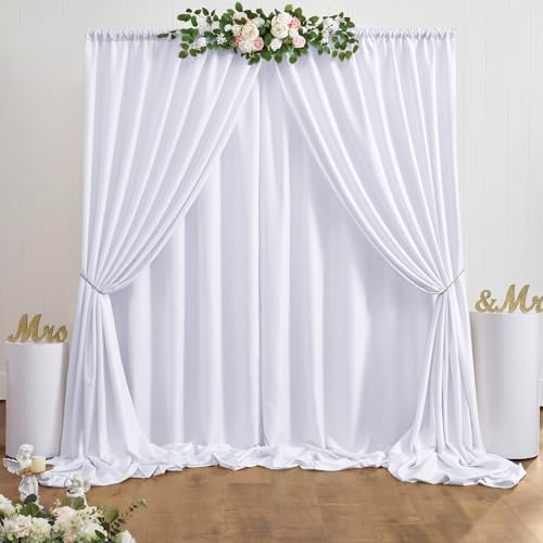 50 ft x 10 ft Thick White Backdrop Curtain for Wedding Parties, 10 Panels White Polyester Wedding Backdrop Drapes for Party Birthday Backdrop Photography Home Decorations - Image 6