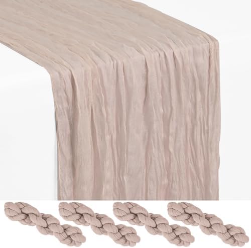 4 Pack Rosy Brown Cheesecloth Table Runner 17x108 Inches Boho Home Decor by Showgeous