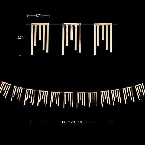 40Ft Champagne Gold Tassel Banner Bunting Double Sided Metallic Paper Garland Streamer for Birthday Engagement Bachelorette Wedding Bridal Shower Graduation Anniversary Hen Party Decorations Supplies - Image 2