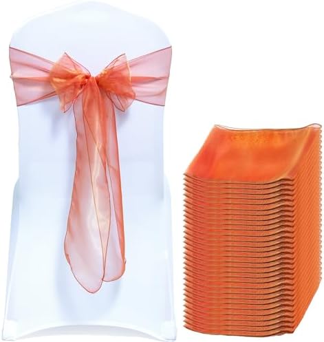 Pack of 200 Organza Chair Sashes for Wedding & Event Décor – Brunt Orange by MDS