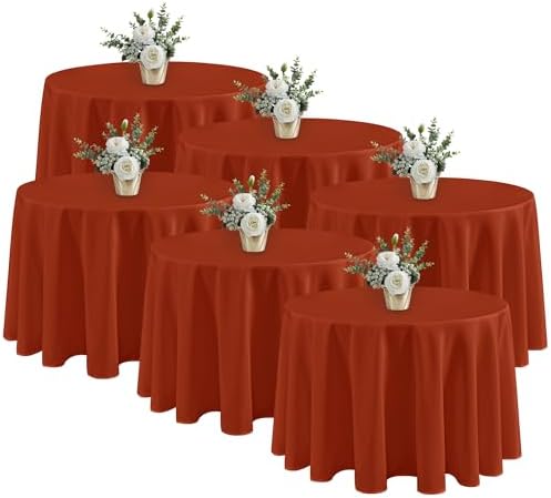 Fitable 6 Pack Rust Tablecloths 120 Inch Round for 48"-96" Tables by Fitable