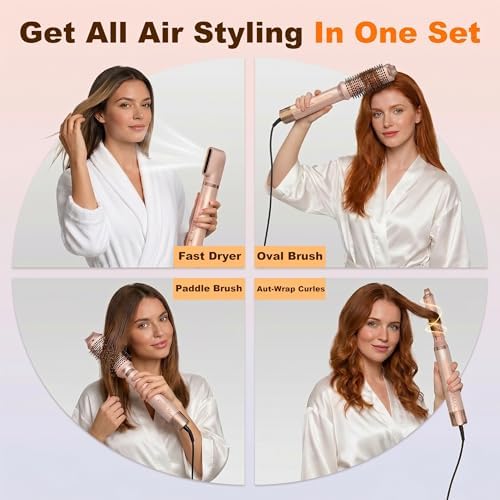 6 in 1 Hot Air Styler, Air-wrap with High-Speed 260,000 RPM Negative Ionic Hair Styler Dryer Brush, All Hair Types Drying Straightening, Curling Volumizing, Frizz-Free and Add Volume, Gift for Girl - Image 5