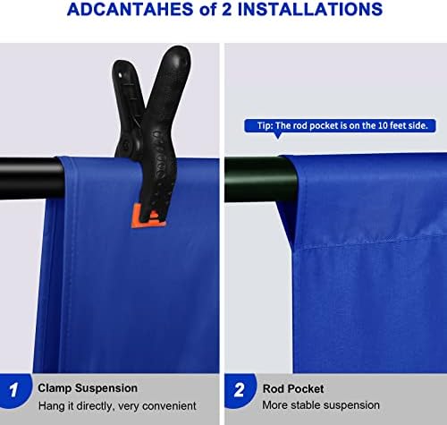 Aimosen 10X7 FT Royal Blue Screen Backdrop for Photography, Chromakey Blue Photo Background Curtain Seamless for Video Meeting Photoshoot Party - Image 5