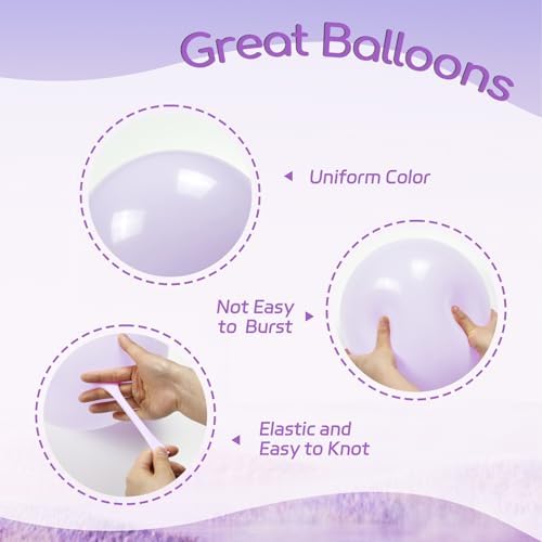 60pcs 12inch Lavender Balloons with Pastel Purple Confetti Balloons - Image 3