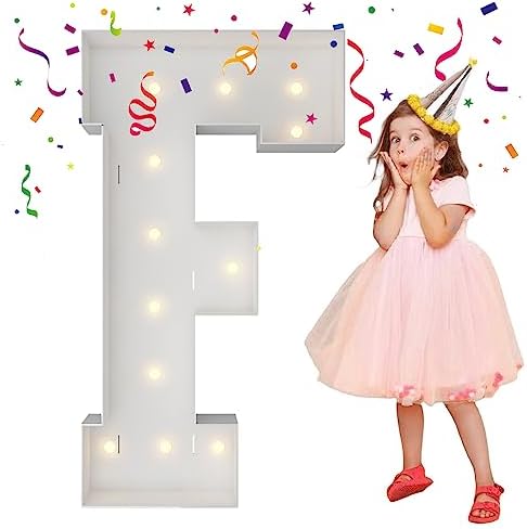 4FT Marquee Letters, Large Light Up Letters F for Party Decor by MerryMosaics