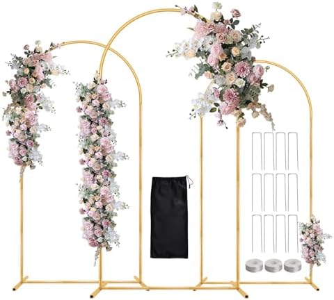 WellSign 7.2FT, 6.6FT, 6FT Wedding Balloon Arch Stand Kit Set of 3 by WellSign
