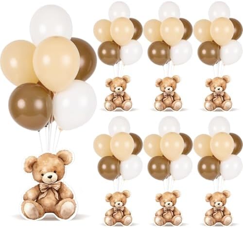 6 Sets Balloon Stand Kit for Table Bear Baby Shower Centerpieces with Balloon Baby Shower Decor for Bear Theme Gender Reveal Birthday Party Table Decorations Supplies by Unknown