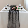 Snowkingdom Halloween Table Runner, 10 FT Black Spider Web Runners Metallic Sequin Sheer Chiffon Gauze Cheesecloth, Black Party Decorations for Halloween Kitchen Dinner Table Birthday Home Indoor by Snowkingdom