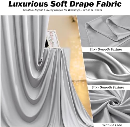 50x12 ft Silver Backdrop Curtains for Weddings Parties, Birthdays - Image 6