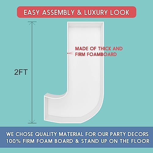 2FT DIY Mosaic Balloon Letter J Frame, Fillable Party Backdrop Decor - Image 2
