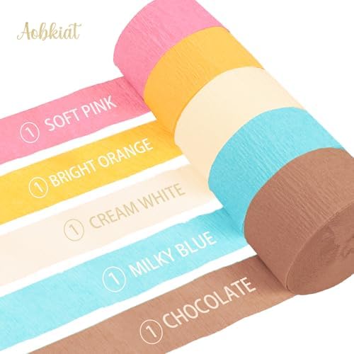 AOBKIAT Birthday Crepe Paper Streamers Party Decorations,5 Rolls Pastel Colorful Streamers for Candyland Theme Baby Shower Wedding Easter Christmas Decorations,1.8 Inch x 82 Ft/Roll - Image 6
