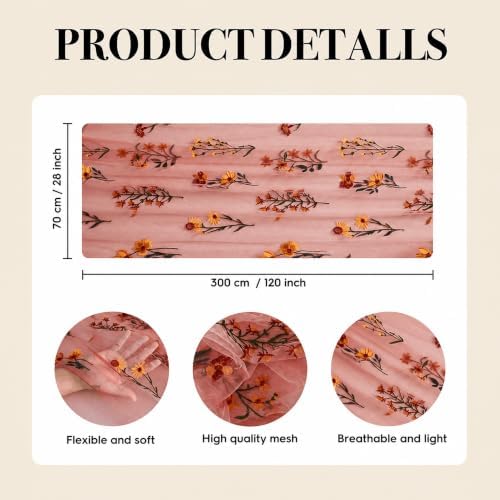 Artoid Mode Wildflower Red Gauze Embroidery Table Runner 120 Inch 10FT - Image 7
