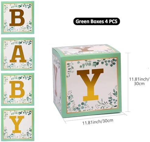 Voircoloria Baby Boxes with Letters, Sage Green,4 Transparent Balloon Boxes - Image 2