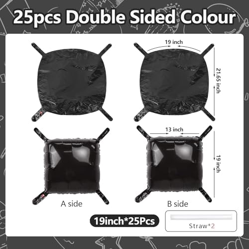 NISOCY 25PCS Metallic Black Square Foil Balloons Wall Backdrop - Image 2