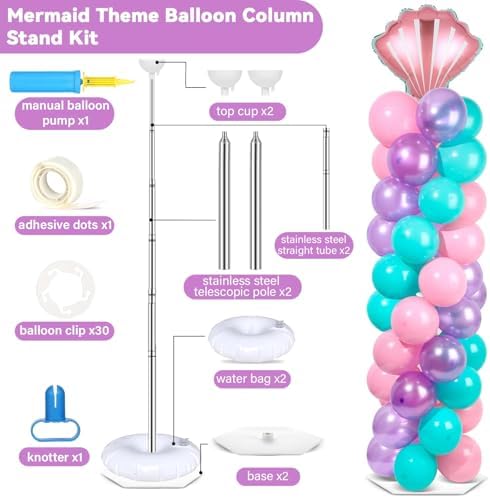2 Sets Mermaid Balloon Column Stand Kit Adjustable Mermaid Balloon Decor - Image 2
