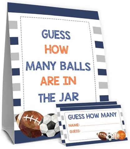 Baseball Baby Shower Decorations,Sports Guess How Many Baby Shower Game,Guess How Many Balls are in the Jar,Birthday Party Game & Activities 50 Cards and Sign by Unknown