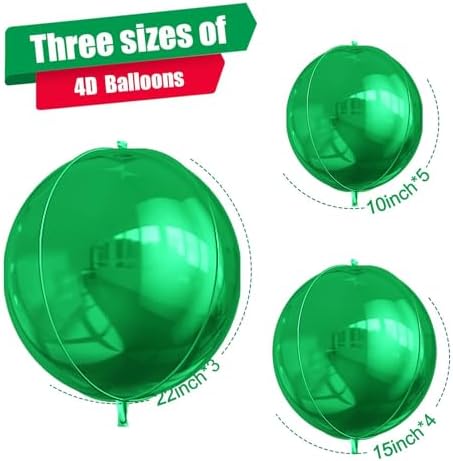 12PCS Metallic Green Round Foil Balloons 22" 15" 10" Large Chrome Green Balloon - Image 2