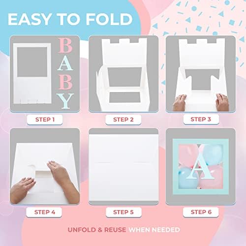 44-Pc Baby Shower Boxes & Balloons, Gender Reveal - Macaron Blue & Pink - Image 5