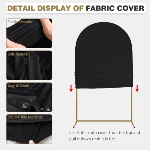 Arch Backdrop Stand and Cover Set, 3 Metal Balloon Arch Backdrop 7.2ft 6.6ft 6ft, Gold Arched Stand Frame for Wedding, Parties,Birthday, Backdrop Decorations (Black,7.2ft+6.6ft+6ft) - Image 4