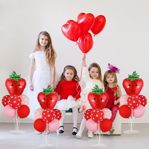 Naozinebi 4 Sets Strawberry Birthday Party Balloons Stand Kit Party Decor - Image 6