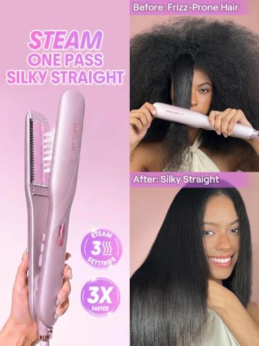 SHEGLAM Steam Flat Iron Hair Straightener 1.5" Ceramic Flat Iron with Combs - Image 2