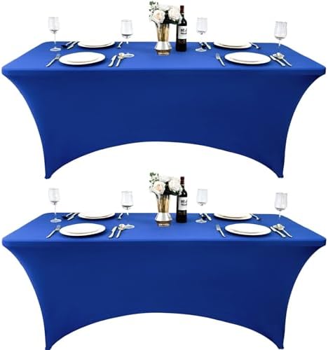 2-Pack 4ft Spandex Table Covers for Rectangular Folding Tables - Wrinkle Resistant Stretch Tight Table Cloths - Ultimate Fitted Table Protector for Parties, Banquet, and Wedding by Unknown