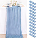 Dusty Blue Fall Cheesecloth Table Runner Boho Dinning Decor 10ft, 12 Pack by MLMC