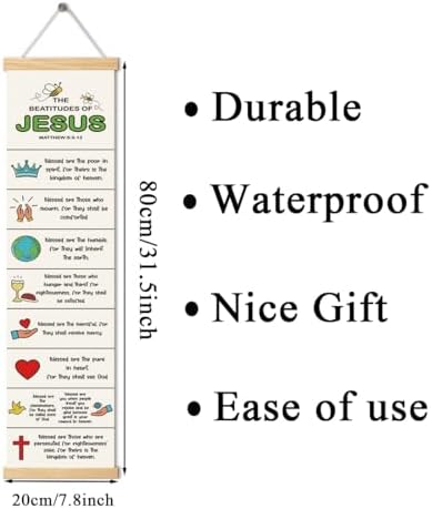 Bible Verse Canvas Banner, The Beatitudes of Jesus Banner, Christian Canvas Poster, Rustic Hanging Poster for Wall Decoration, Family Hanging of Scripture and Words Decorations 02 - Image 3