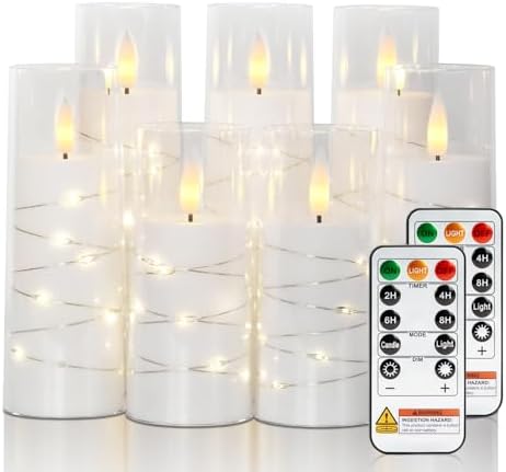 Raycare 7 Pack Flameless Battery Operated Pillar Candles with Remote Timer by Raycare