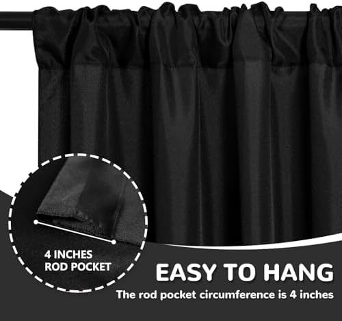 MEETSKY 6 Panels Black Backdrop Curtain for Party Wedding Ceremony 30ftx 10ft Photo Curtains Backdrop Drapes Fabric Backdrop Curtain Rod Pocket Decoration Birthday Party for Boys Men, 5ft x 10ft x 6P - Image 4