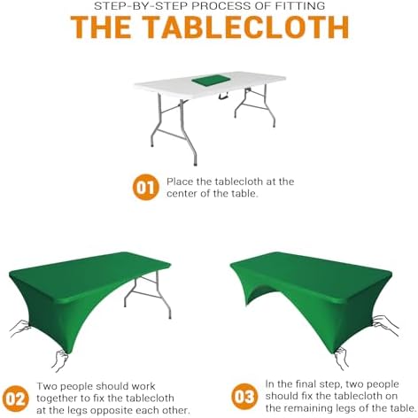 Eurmax USA 2-Pack Spandex Table Cover 4 ft. Fitted 30+ Colors Polyester Tablecloth Stretch Spandex Table Cover-Table Toppers,4 FT Table Cover Open Back (Emerald Green) - Image 5