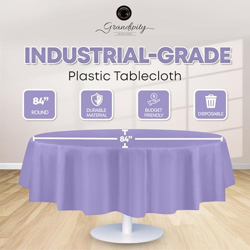 Grandipity Plastic Table Cloth Disposable 12 Pack 84" Round Lavender - Image 2