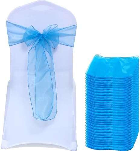 MDS Pack of 300 Organza Chair Sashes for Wedding & Event Décor – Blue by MDS