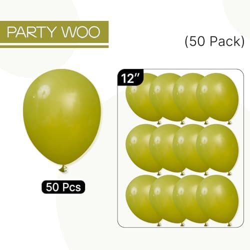 PartyWoo Sage Green Balloons 50pcs Olive Eucalyptus Dusty Green Boho Color - Image 6