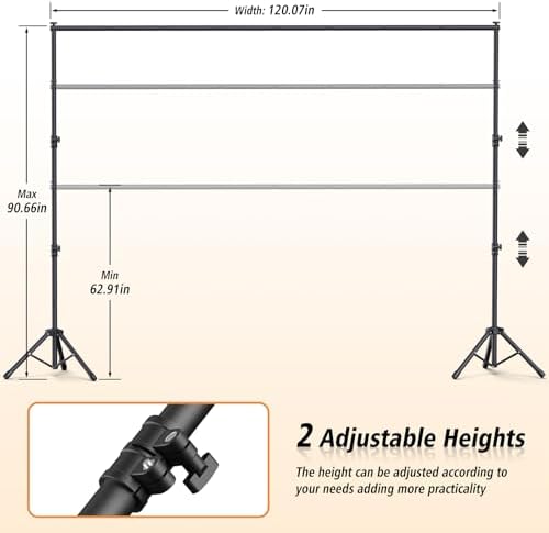 Forlogic Backdrop Stand 10x7.5ft(WxH),Portable Adjustable Photo Back Drop Stand for Party, Photography, Weddings - Image 3