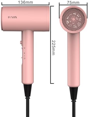 FUNTIN Hair Dryer, Blow Dryer with Diffuser Brush for Women 4C Thick Hair Ionic Hair Dryer(Baby Pink) - Image 2