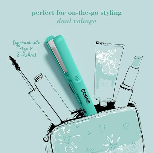 Conair Mini 1/2-inch Ceramic Flat Iron; Perfect for On-The-Go Styling, Turquoise - Image 4