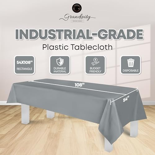 Grandipity Plastic Table Cloth Disposable 12 Pack 54” x 108” Rectangle - Image 2